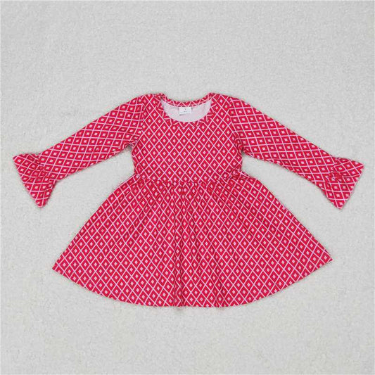 9.17 RTS NO MOQ（In stock）G6-16-1/ Baby Girls Winter Dress Baby Girls Pink plaid rose red long-sleeved dress