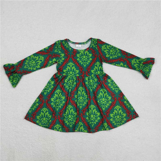 9.16 RTS NO MOQ（In stock）G6-16-1'. Baby Girls Winter Dress Baby Girls Red and green pattern knee-length Dresses