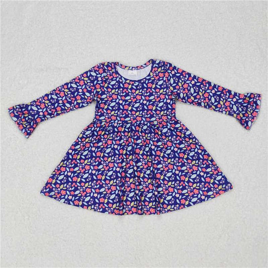 9.18 RTS NO MOQ（In stock）G6-11-7 Baby Girls Winter Dress Colorful floral long-sleeved dress