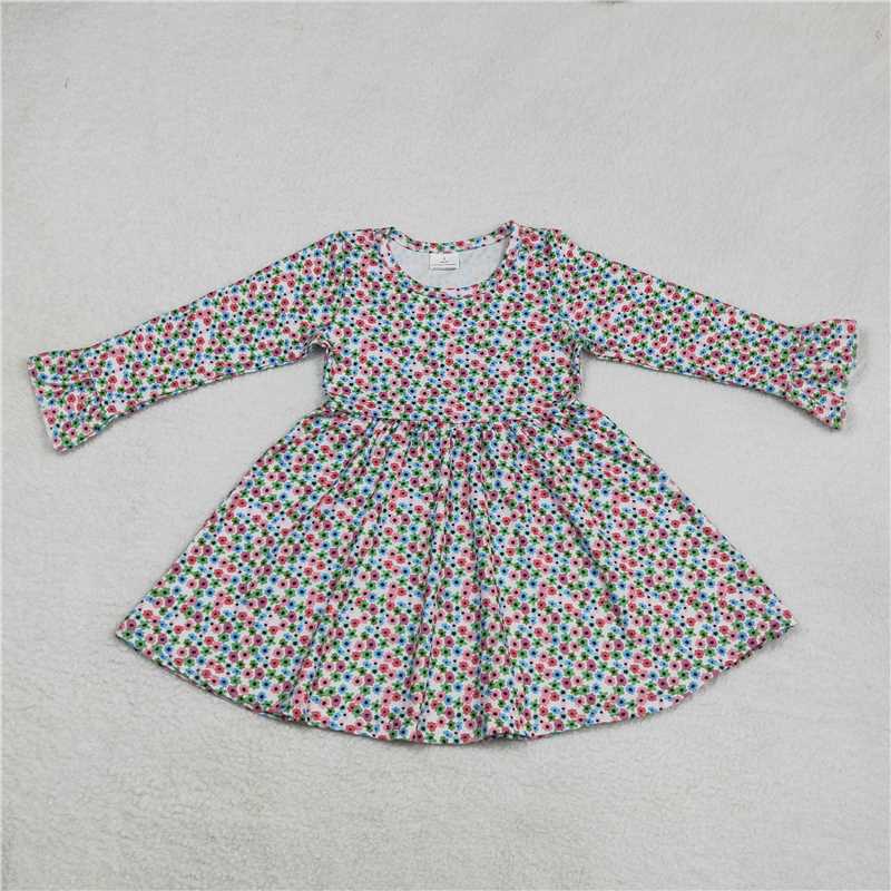 9.19 RTS NO MOQ（In stock）G6-11-5[ Baby Girls Winter Dress Colorful flower long-sleeved dress