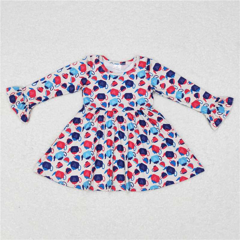 9.16 RTS NO MOQ （In stock）G6-11-2 Baby Girls Winter Dress Baby Girls Colorful teapot and teacups knee-length Dresses