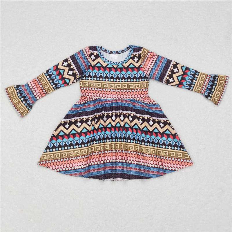 9.22 RTS NO MOQ（In stock）G6-11-2] Baby Girls Winter Dress Retro diamond plaid long-sleeved dress