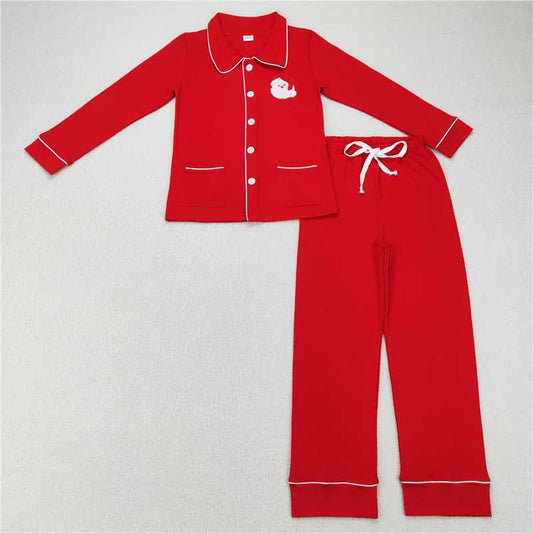BLP0296  Adult Men Christmas Santa Red Color Pocket Top Pajamas Clothes Sets