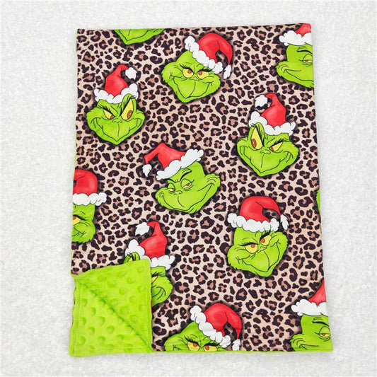 BL0090  Baby Kids Christmas Green Frog Leopard Minky Blankets