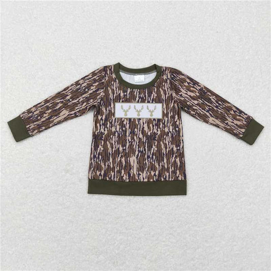 BT0377  Baby Boys Camo Deer Hunting Long Sleeve Shirts Tops