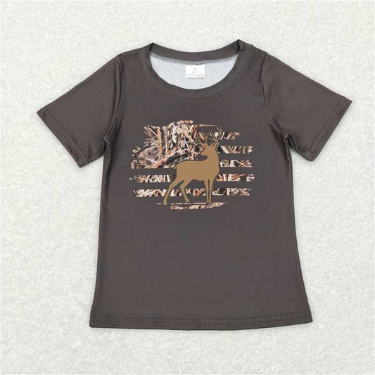 BT0440  Baby Boys Camo Deer Short Sleeve Shirts Tops