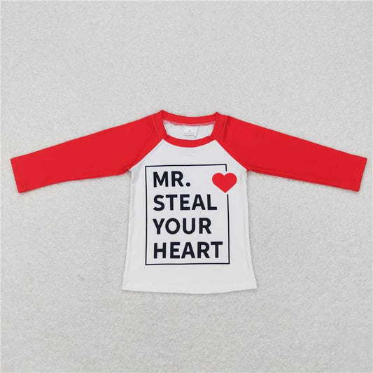 BT0441   Baby Boys Valentines Long Sleeve Steal Heart Red Brother Sets