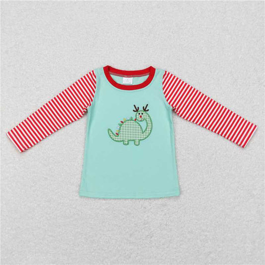 BT0422  Baby Boys Christmas Dinosaur Long Sleeve Tee Shirts Tops