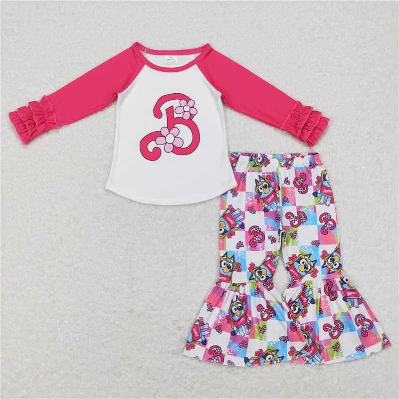 GLP0996Hot pink floral B top dogs pants party girls outfits