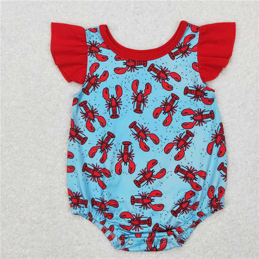 SR0458  Baby Infants Kids Crawfish Flutter Sleeve Rompers