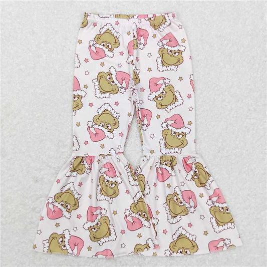 P0312  Baby Girls Pink Christmas Frog Bell Bottom Pants