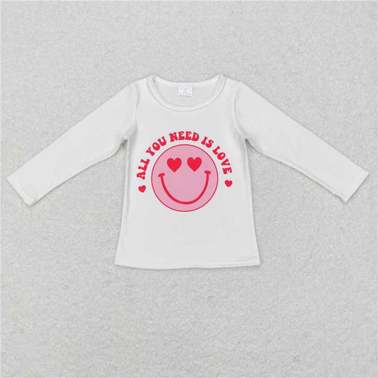 GT0388  Baby Girls Pink Long Sleeve Valentines Tee Shirts Tops