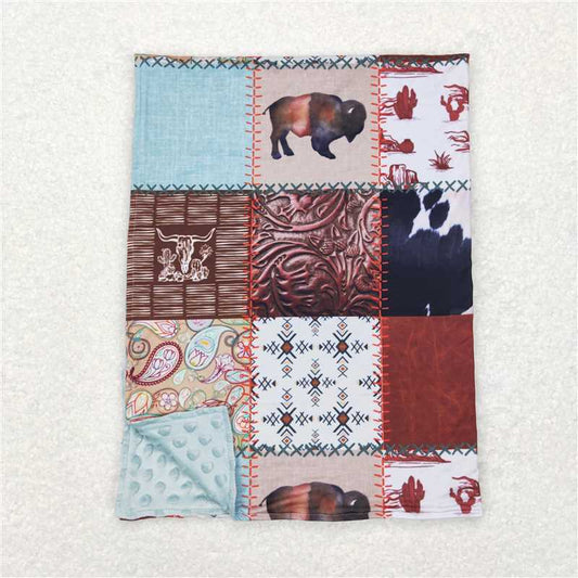BL0080 Baby Kids Cows Western Minky Blankets