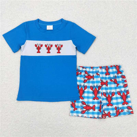 BSSO0280 RTS NO MOQ Baby Boys Summer Boys Outfits Baby Boys Crawfish Short Sleeve Tops Shorts Clothing Sets
