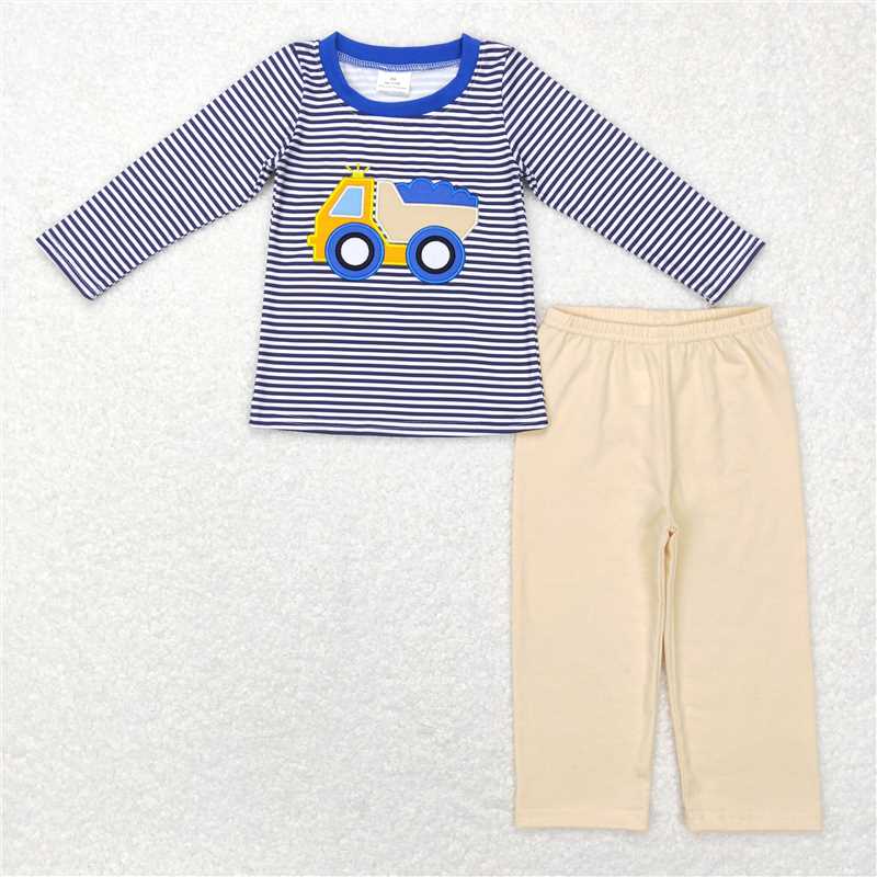 BLP0400Blue stripe constructions kids boy outfits