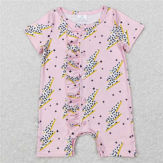 SR0523 Baby Girls Ruffle Thunder Western Short Sleeve Rompers