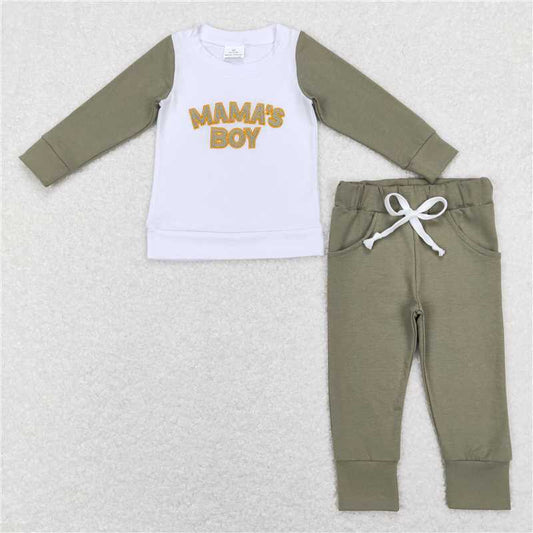 BLP0435Mama's boy top olive pants kids outfits