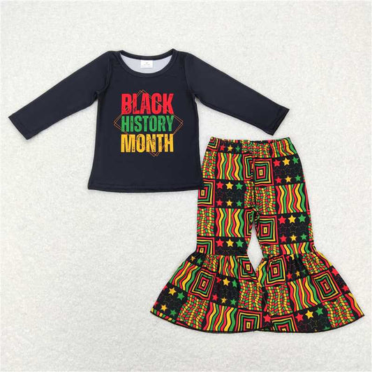 GLP1129Black history month top bell bottom pants girls clothes