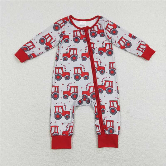 RTS LR0887 Heart tractor gray-red zipper long-sleeved jumpsuit