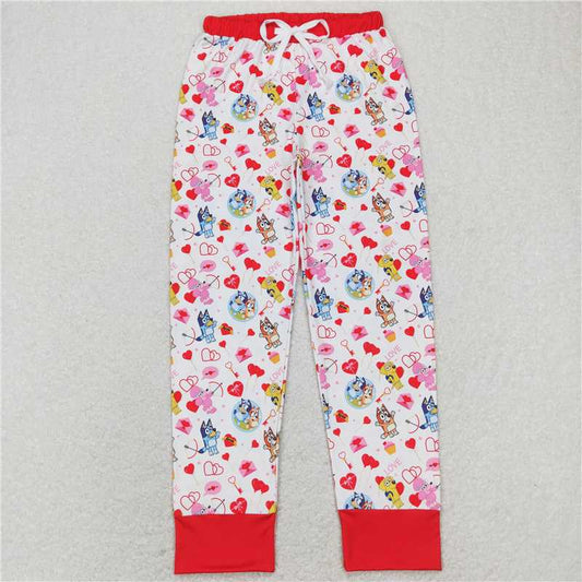P0418  Adult Women Valentines Red Dogs Pants Pajamas