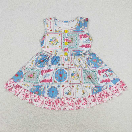 GSD1000 White sleeveless dress with flower photo lace