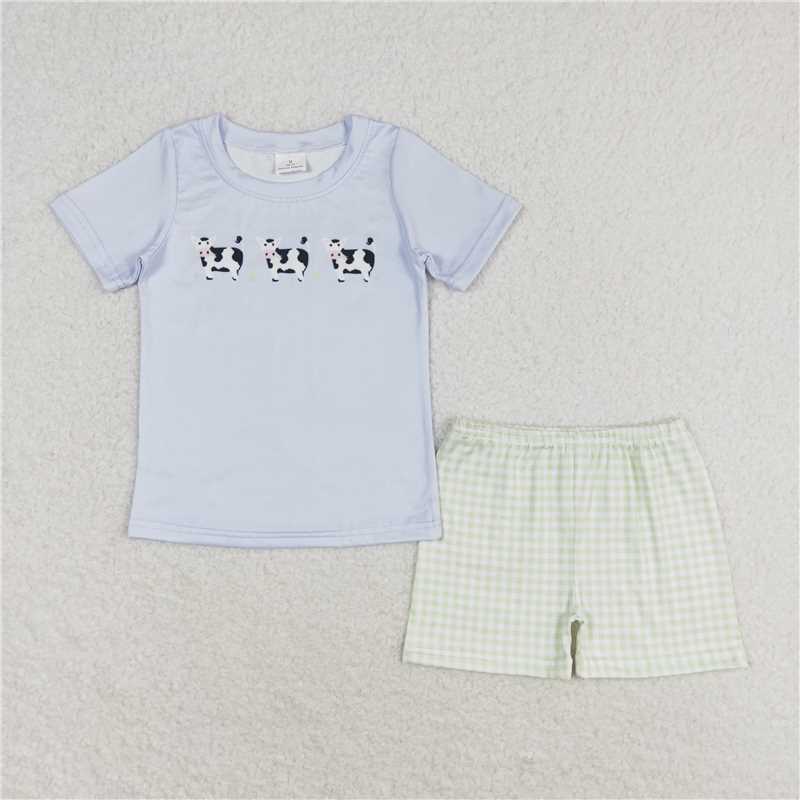 BSSO0935 Baby Boys Cows Western Shirt Shorts Clothes Sets