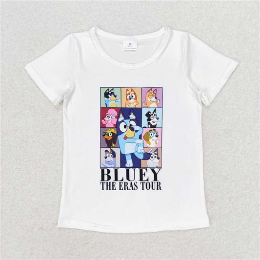 GT0595  Baby Girls Blue Dog The Eras Tour Short Sleeve T-shirt Top