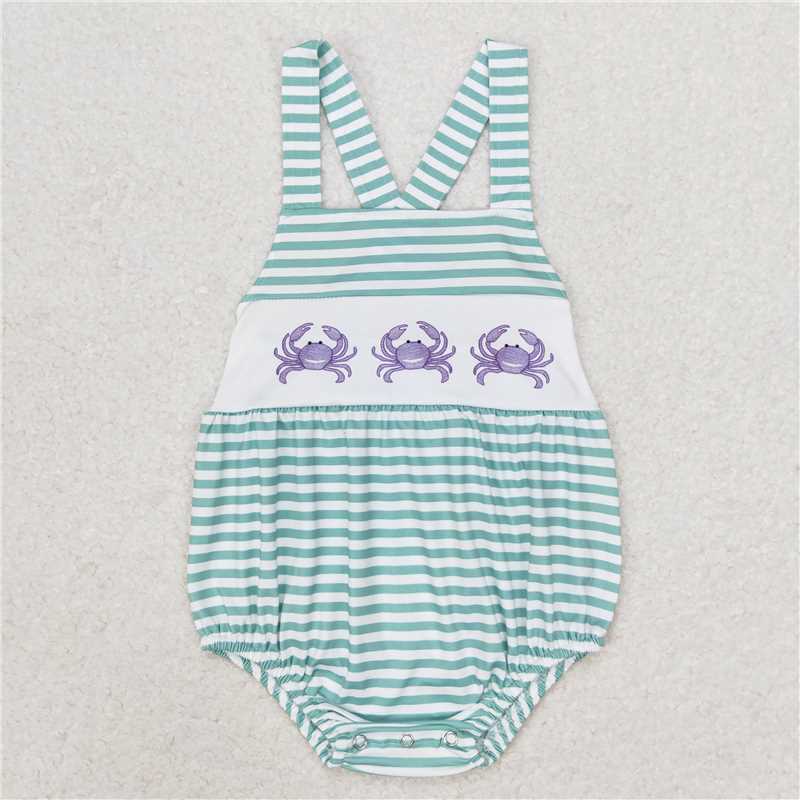 SR1118 Baby Boys Blue Crabs Sibling Brother Rompers Shorts Clothes Sets