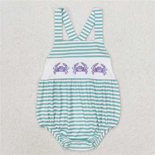 SR1118 Baby Boys Blue Crabs Sibling Brother Rompers Shorts Clothes Sets