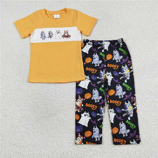 BSPO0406 Baby Boys Halloween Dogs Shirt Tops Pants Clothes Sets