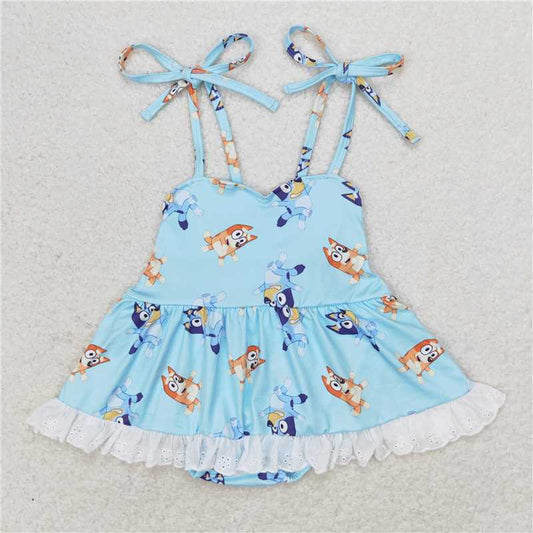 SR1550  Baby Infant Girls Dogs Straps Bummie Rompers