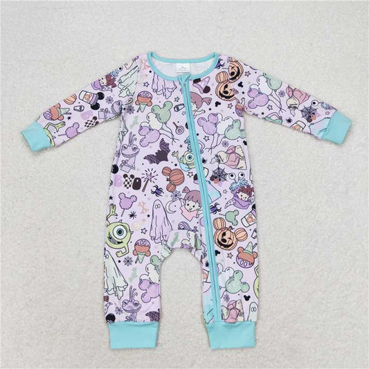 RTS  LR0969 Cartoon Monsters University purple and blue zipper long-sleeved jumpsuit