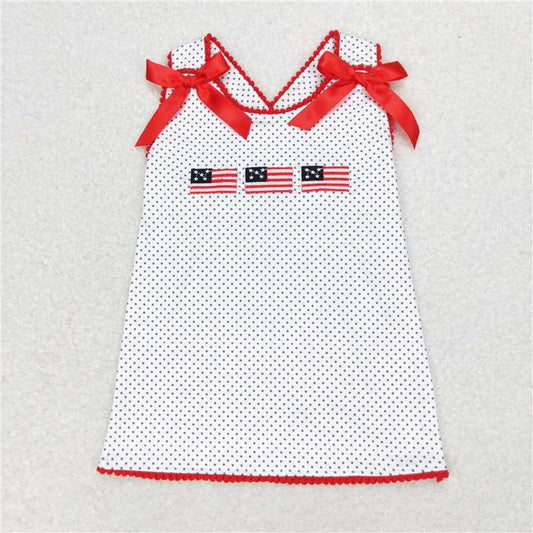 GT0599 Embroidery  Baby Girls July 4th USA Flag Tank Top