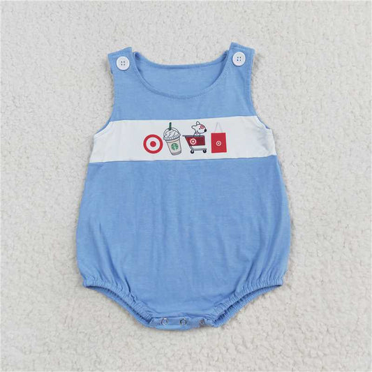SR1604  Baby Boys Sleeveless Coffee Cart Summer Rompers
