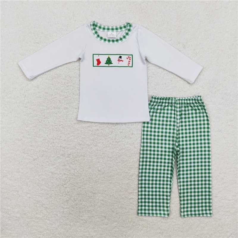BLP0603Christmas tree snowman kids boys clothing set