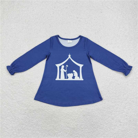 GT0642  Baby Girls Nativity Long Sleeve Tee Shirts Tops