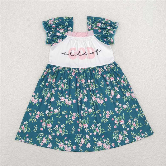 GSD1388  Baby Girls Child Of God Knee Length Flowers Dresses