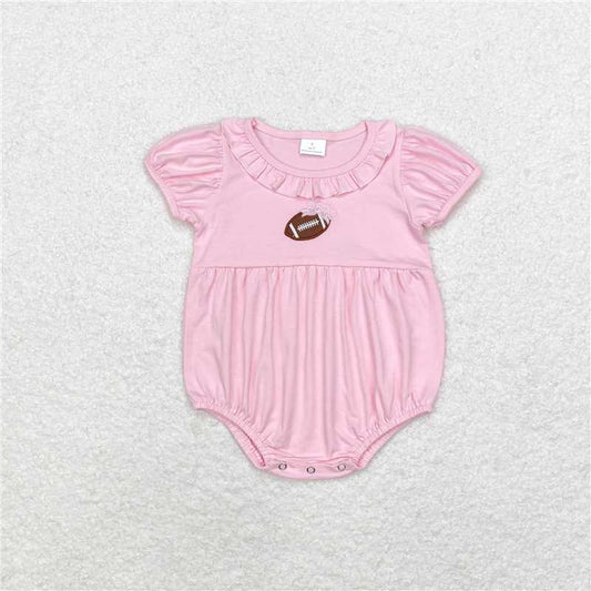 SR1945 Baby Infant Girls Football Short Sleeve Rompers