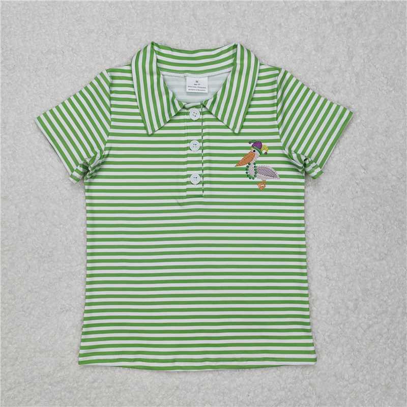 12.19 RTS NO MOQ （In stock）BT1094 Baby Boys Green Bird Short Sleeve Tee Shirts Tops