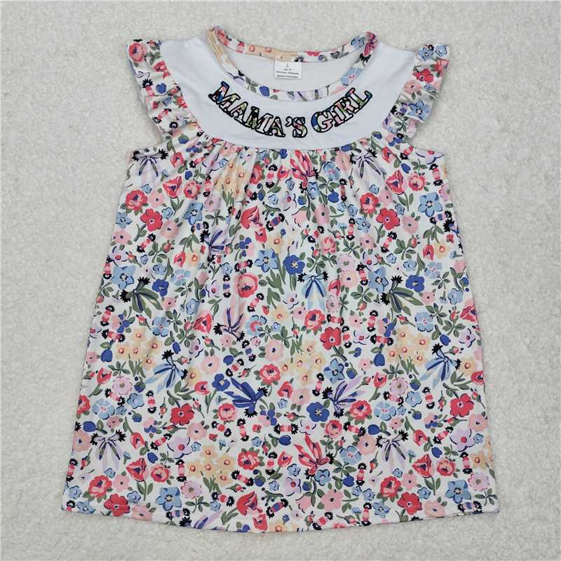 GSD1658Mama's girl flutter sleeves floral baby girls dresses