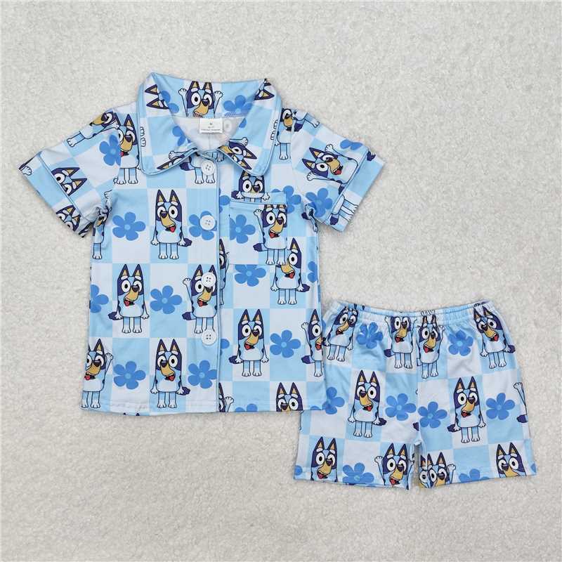 Girls Pink Bow Button down Top Ruffle Shorts Pajamas Set Cute Sleepwear for Little Girls