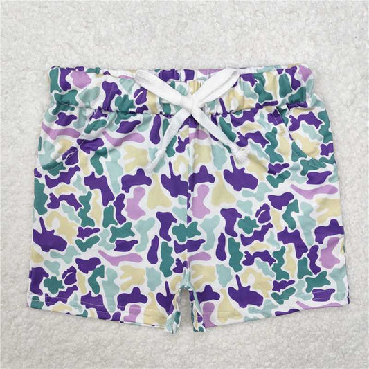 12.20 RTS NO MOQ （In stock）SS0433 Baby Boys Mardi Gras Camo Shorts Bottoms