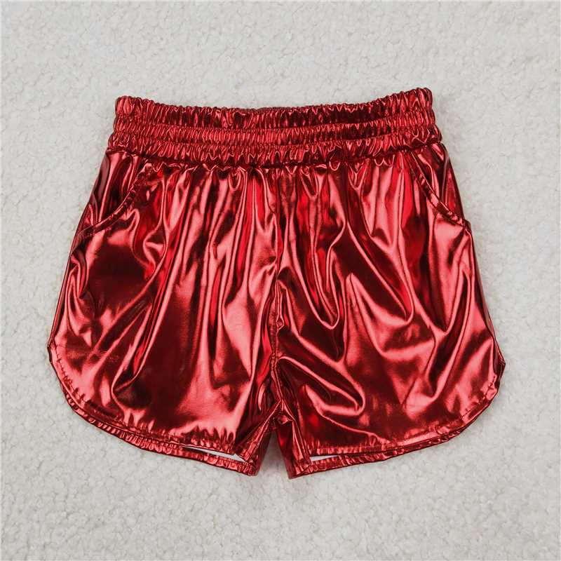 1.7 RST Sibling Baby Girls Pockets Leather Metallic Elastic Bottom Shorts