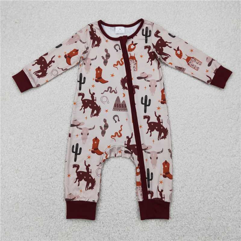 10.23 RTS NO MOQ （In stock） Matching LR2188 Baby Boys Western Rodeo Rompers