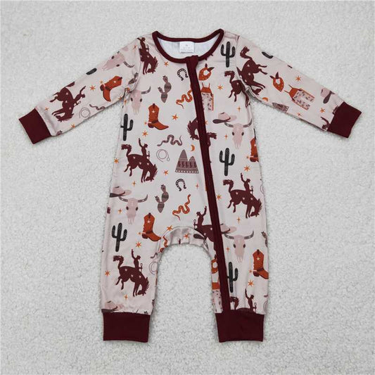 10.23 RTS NO MOQ （In stock） Matching LR2188 Baby Boys Western Rodeo Rompers