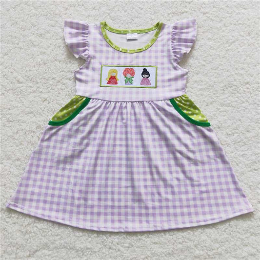 GSD0451  Lavender plaid witches pockets baby girls Halloween dress