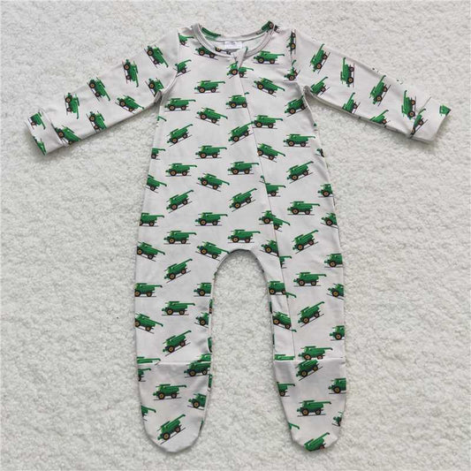 RTS LR0538 Green truck beige zipper long sleeve jumpsuit