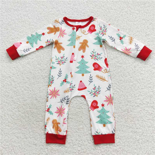 12.3 RTS NO MOQ （In stock）LR0522 Baby Infant Kids Christmas Tree Zip Rompers