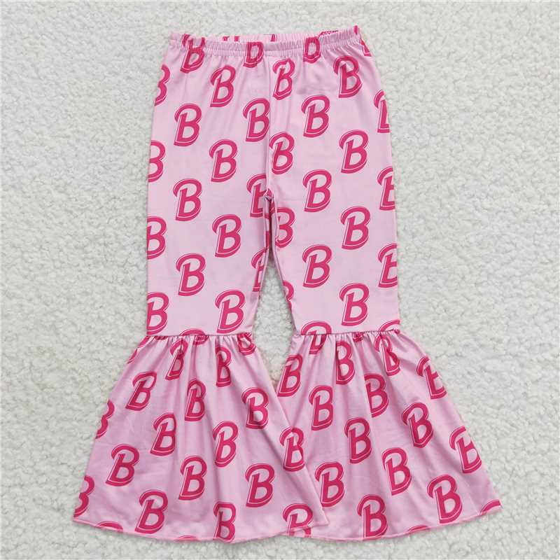 P0306  Baby Girls Pink B Doll Bell Bottom Pants