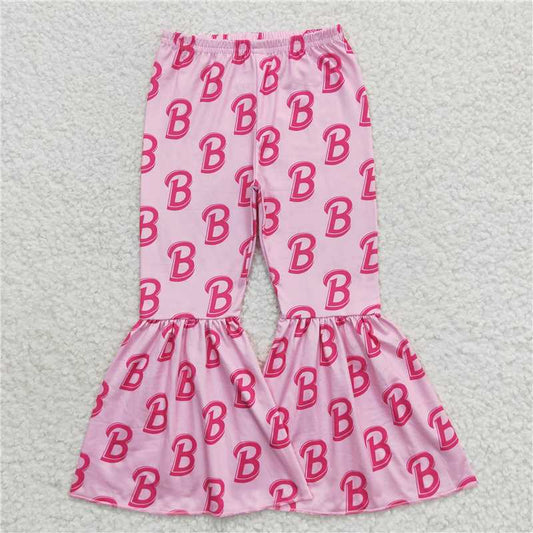 P0306  Baby Girls Pink B Doll Bell Bottom Pants